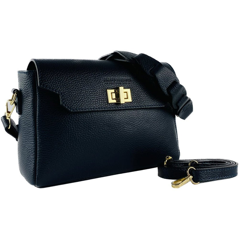 Laudeen - Leather handbag with shoulder strap - Dark Blue - Renato Borzatta