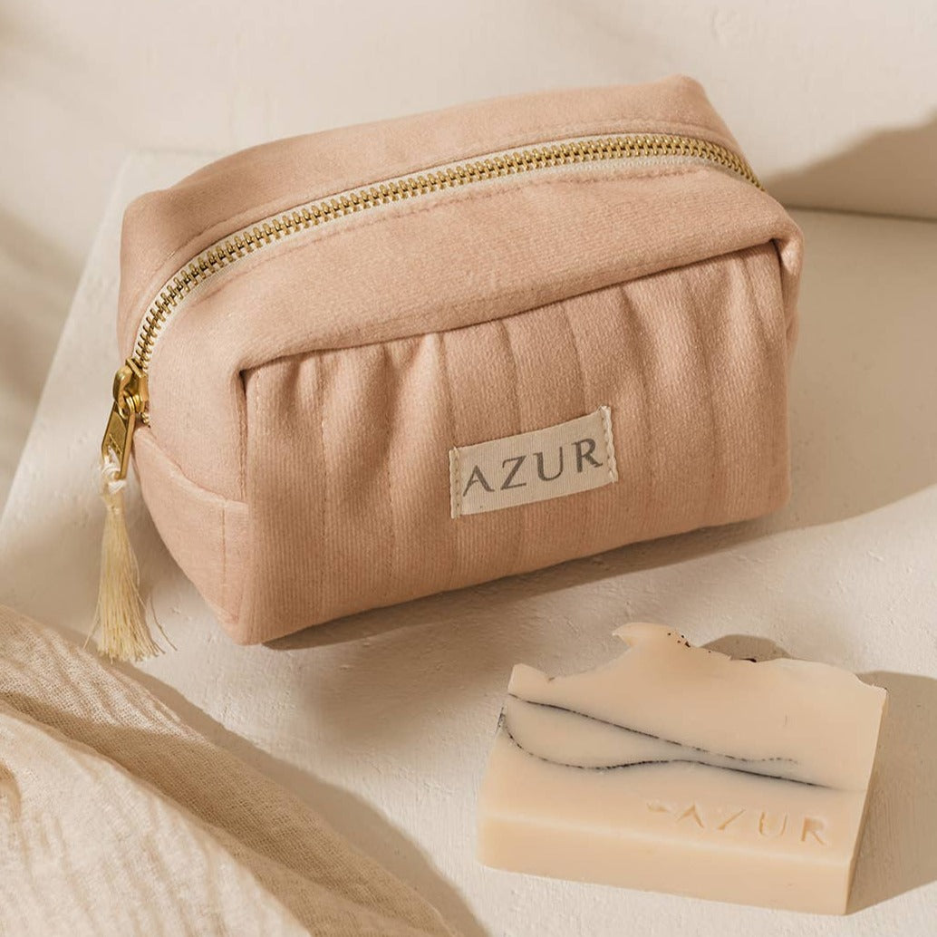 Laudeen | Azur Natural Bodycare | Make - up pouch | Wild Flower | Velvet | Plastic - free