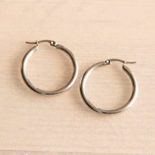 Laudeen - Creole earrings 30mm "basic" - silver - BAZOU