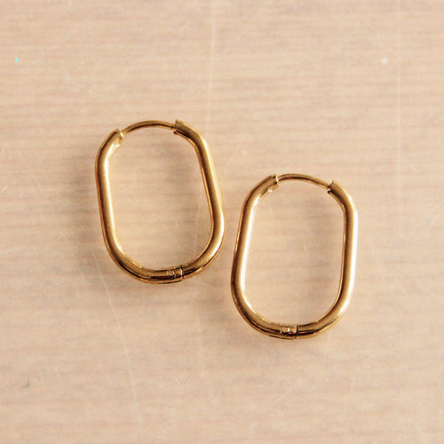 Laudeen - Creole earrings oval 21mm "basic" - gold - BAZOU