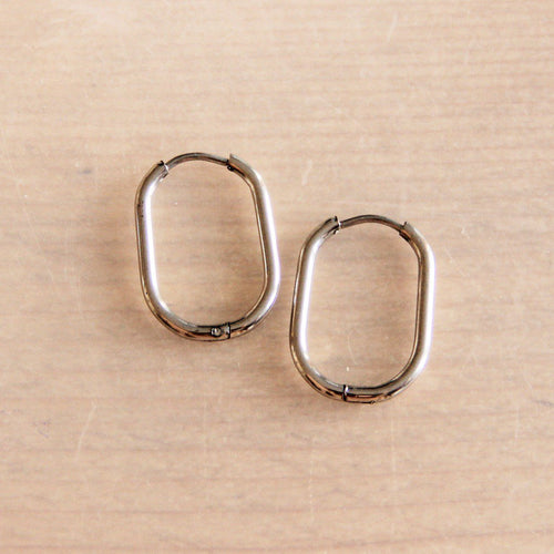 Laudeen - Creole earrings oval 21mm "basic" - silver - BAZOU