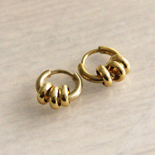 Laudeen - Creole earrings with 3 rings - gold - BAZOU