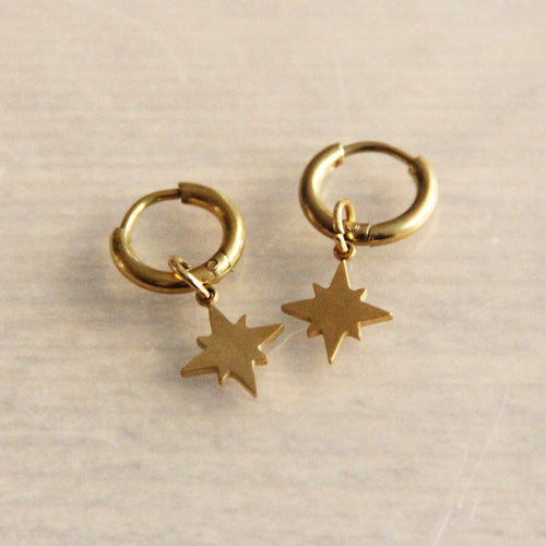 Laudeen - Creole earringswith northstar - gold - BAZOU