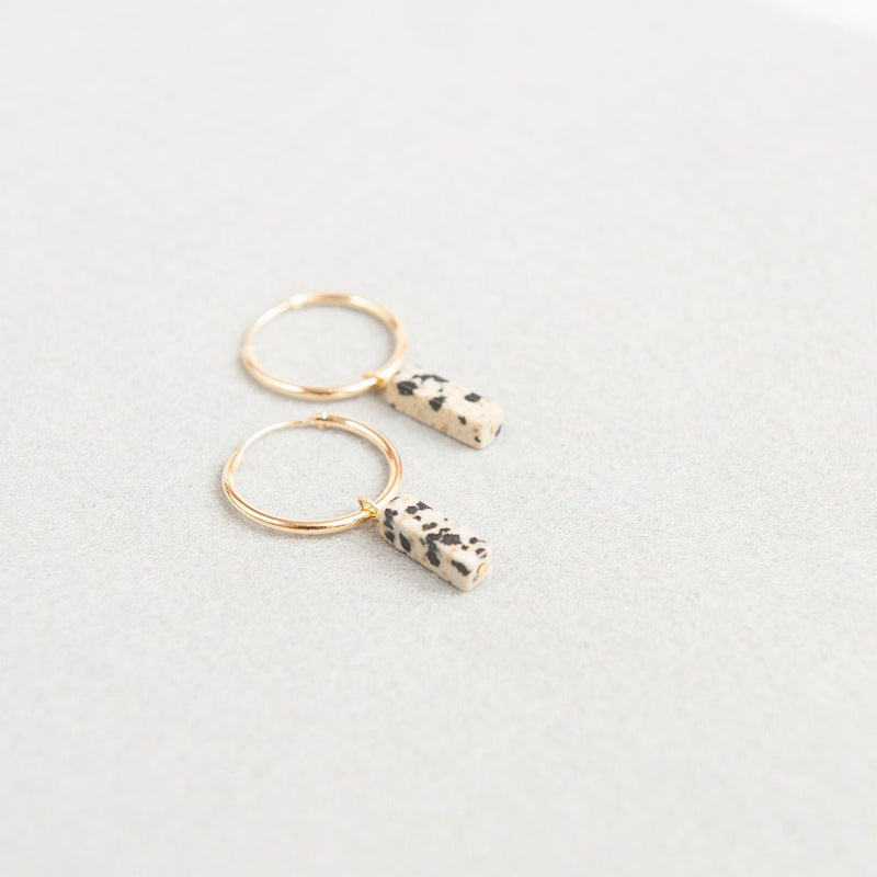 Laudeen | LOBOGATO | Earrings dalmatian jade hoops