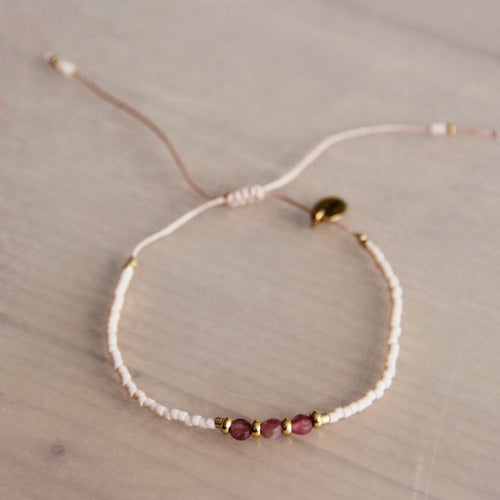 Laudeen - Miyuki bracelet with gemstones – nude/old pink/gold - BAZOU