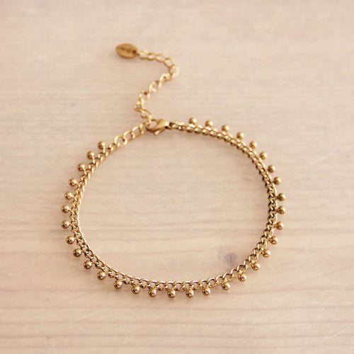 Laudeen - Steel chain bracelet with balls - gold - BAZOU