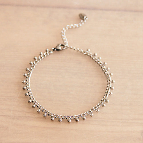 Laudeen - Steel chain bracelet with balls - silver - BAZOU