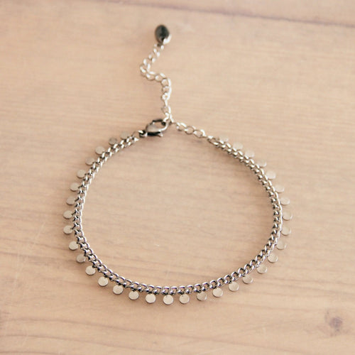 Laudeen - Steel chain bracelet with coins - silver - BAZOU