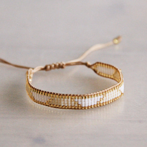 Laudeen - Weaving bracelet white/champagne/gold - BAZOU